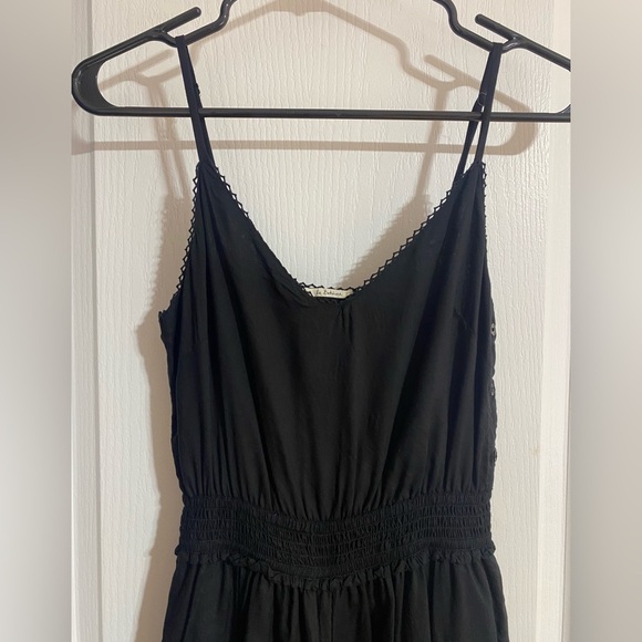 Aritzia Wilfred Irene Wide Leg Flowy Lace Trim V-Neck Black Modal Romper Size XS - Picture 5 of 16